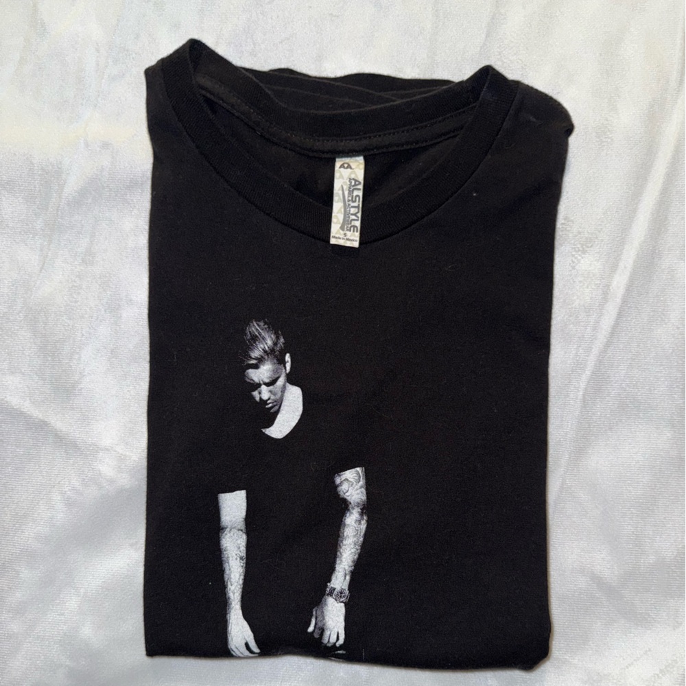 Alstyle Black Short Sleeve Tee with Minimalist Graphic